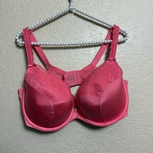 Curvy Couture Tulip Lace Push Up Bra Underwire Full Coverage Bubblegum Pink 38G